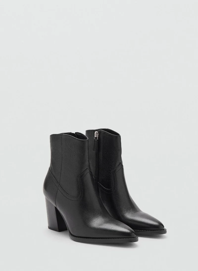 MANGO Leather pointed ankle boots