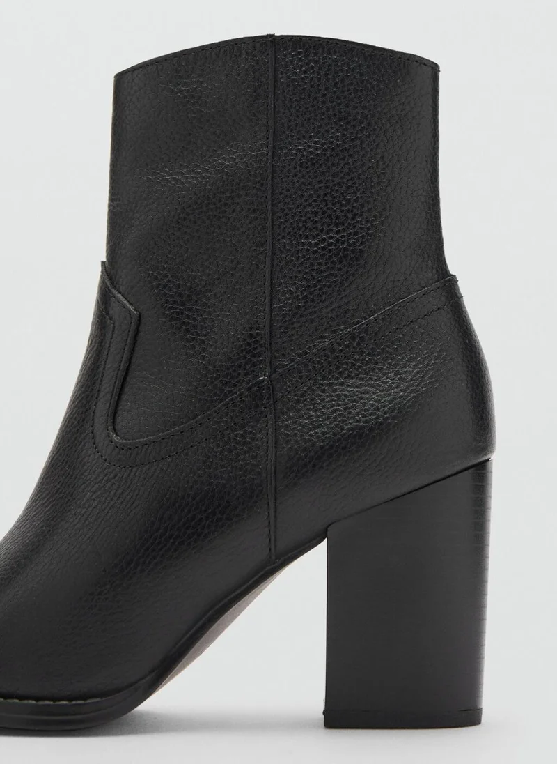 MANGO Leather pointed ankle boots