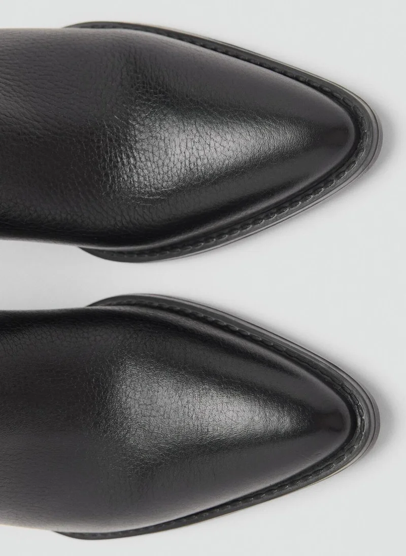 MANGO Leather pointed ankle boots