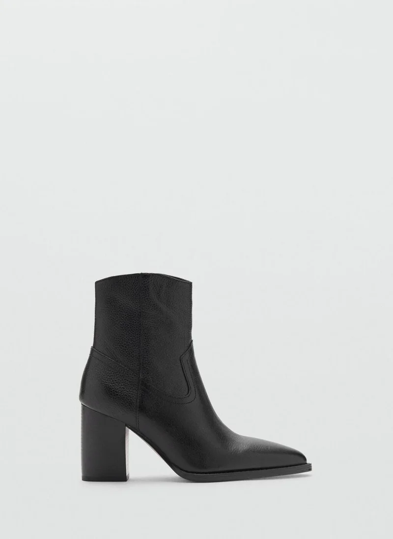 MANGO Leather pointed ankle boots