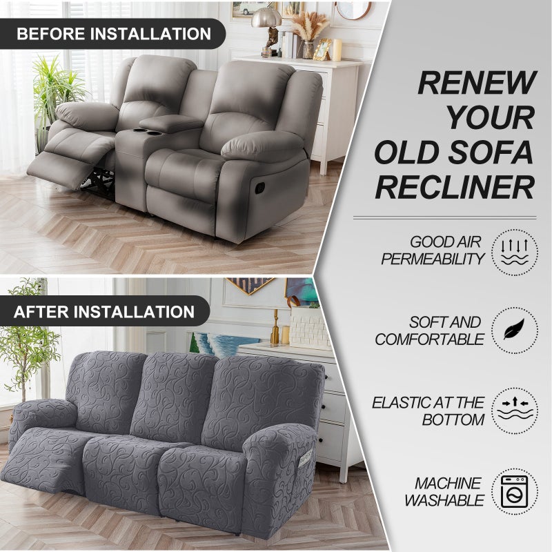 73Hours 3-Seater Hook Pattern Chivas Elastic All-Inclusive Recliner Cover Rocking Chair Cover Simple Sofa Protective Cover Fabric Sofa Cover - Image 3