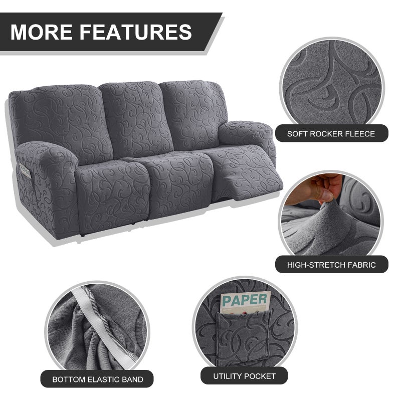 73Hours 3-Seater Hook Pattern Chivas Elastic All-Inclusive Recliner Cover Rocking Chair Cover Simple Sofa Protective Cover Fabric Sofa Cover - Image 4