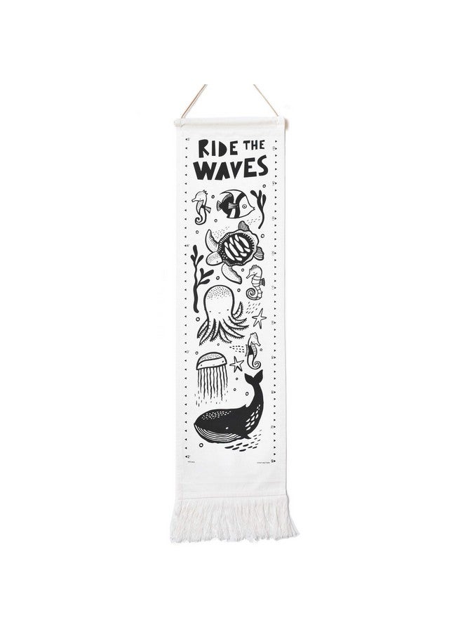 Wee Gallery Ocean Canvas Growth Chart - Wall Hanging Height Chart for Kids Made with Sustainable Organic Fabric - Stylish Child's Room Decoration - (44x13 Inches) - Image 1
