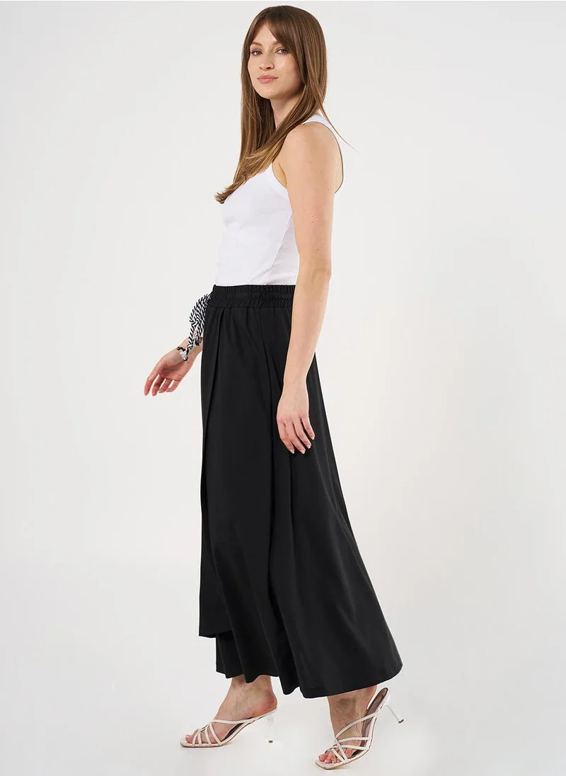 Kayra Drawstring Knit Wrap Skirt Black