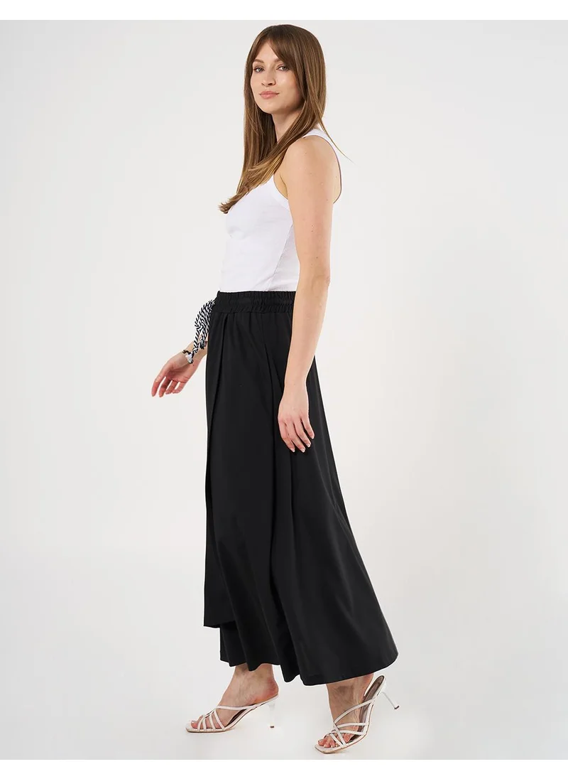 Kayra Drawstring Knit Wrap Skirt Black