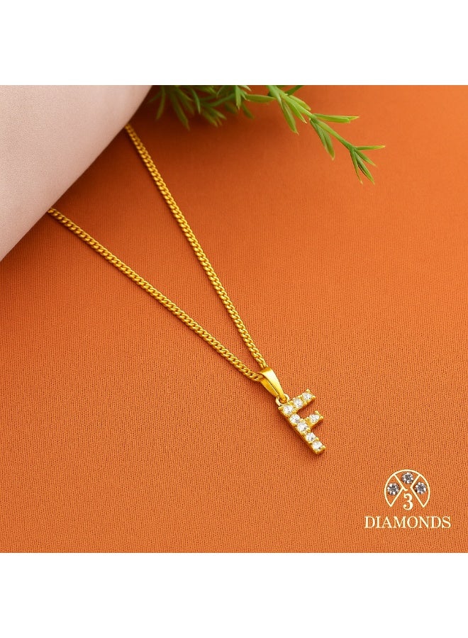 3Diamonds Gold-Plated Initial "F" Necklace with Sparkling Stones – Perfect Gift Idea  - Image 1