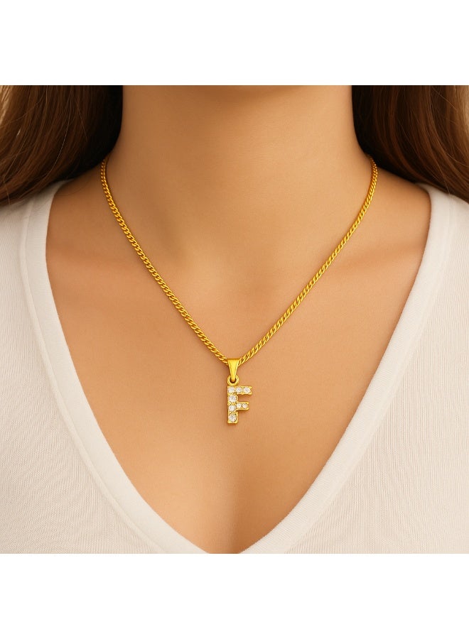 3Diamonds Gold-Plated Initial "F" Necklace with Sparkling Stones – Perfect Gift Idea  - Image 4