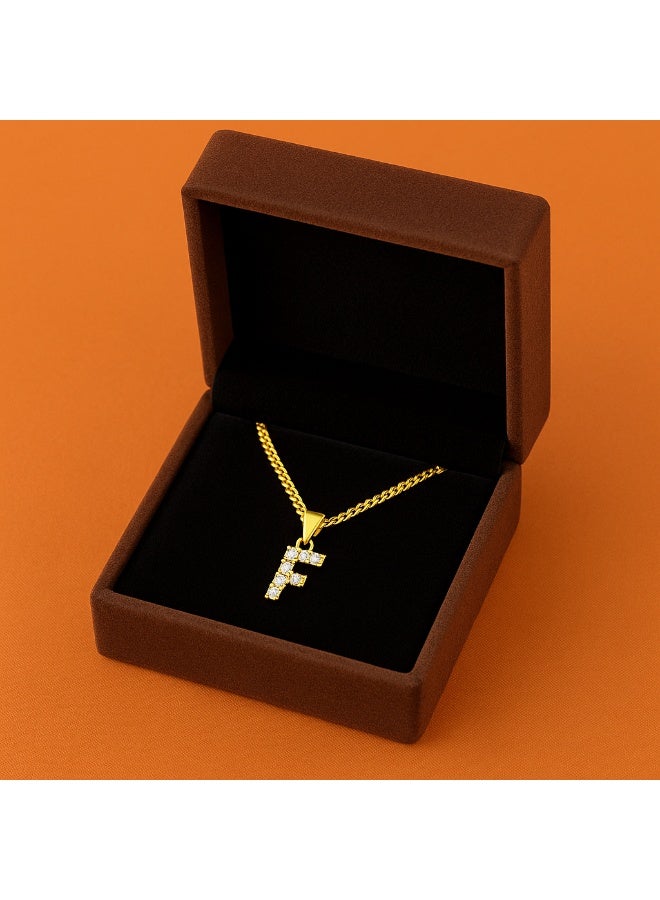 3Diamonds Gold-Plated Initial "F" Necklace with Sparkling Stones – Perfect Gift Idea  - Image 2