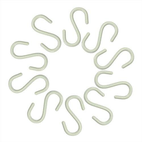 Mini Skater 2.5" S Shape Hooks, 10Pcs Light Green Plastic, Rust Resistant, Heavy Duty, Kitchen, Bathroom, Closet, Storage Room, Garage, Workshop, Office, Hanging Plants - Image 1