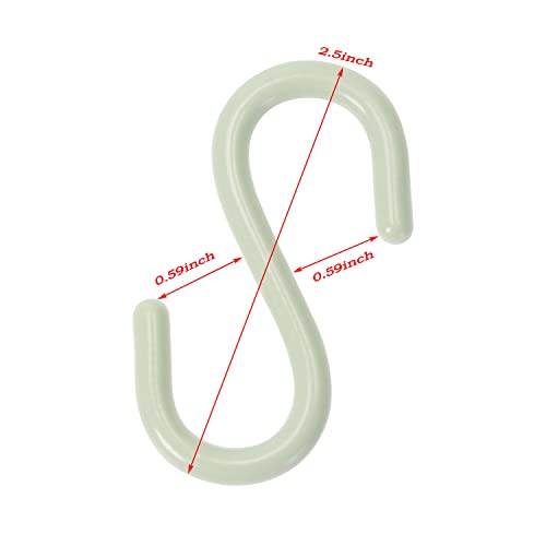 Mini Skater 2.5" S Shape Hooks, 10Pcs Light Green Plastic, Rust Resistant, Heavy Duty, Kitchen, Bathroom, Closet, Storage Room, Garage, Workshop, Office, Hanging Plants - Image 3