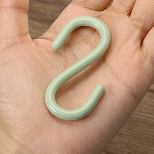 Mini Skater 2.5" S Shape Hooks, 10Pcs Light Green Plastic, Rust Resistant, Heavy Duty, Kitchen, Bathroom, Closet, Storage Room, Garage, Workshop, Office, Hanging Plants - Image 2
