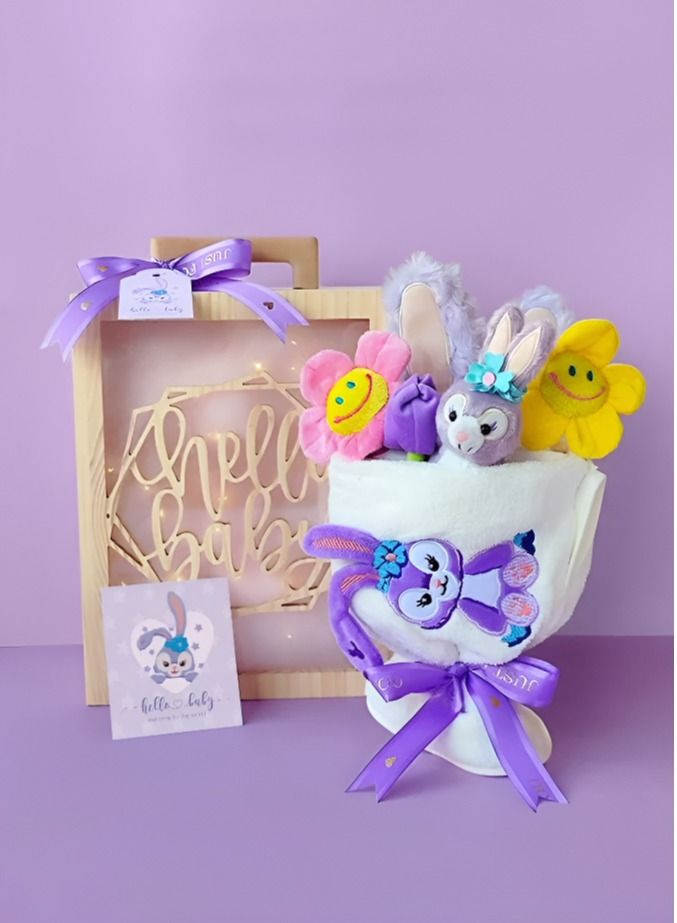 My Pumpkin Adorable Newborn Baby Giftset Bouquet Complete 11n Piece Baby Gift Set In Exquisite Carved Wooden Box with LED Light - Image 1