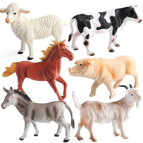 SCAHOW Farm Animal Toys for Kids 35 57 Realistic Farm Animal Figurines with Cow Pig Donkey Sheep Goat Horse Toys Educational Barnyard Poultry Farm Playset for Boys Girls - Image 1