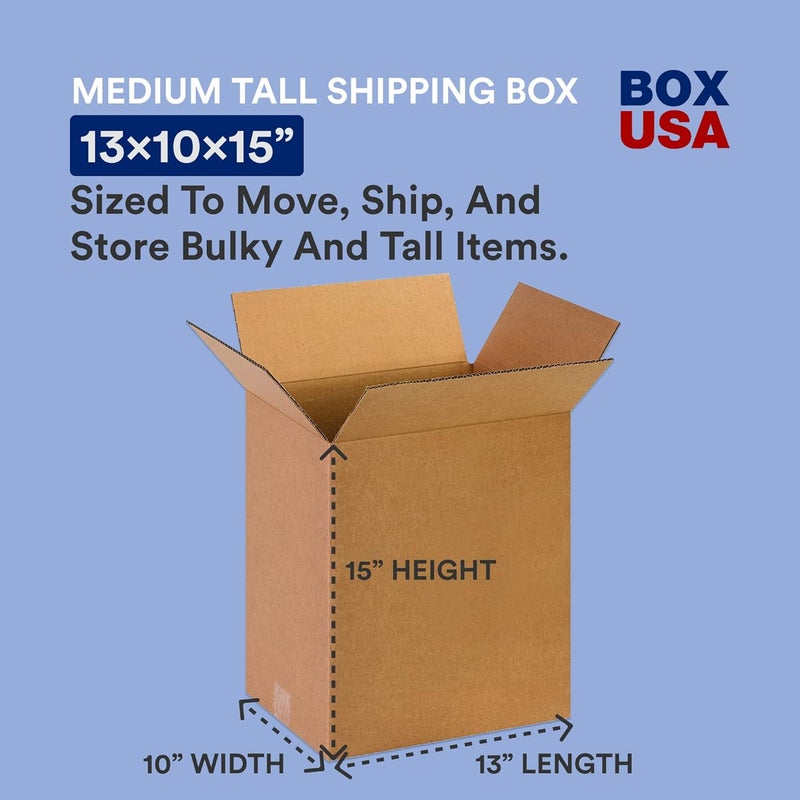 BOX USA صناديق الشحن 13"L x 10"W x 15"H، عبوة 25 صندوق كرتوني مضلع صغير للشحن، التعبئة، الانتقال، صندوق التخزين للمنزل أو العمل، صناديق جملة قوية - Image 2