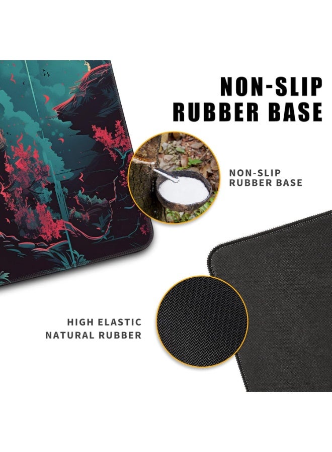 Japanese Desk Mat Riverside Full Moon Desk Pad Psychedelic Mlarge , Mouse Pad Dragonfly Gaming Mousepad Extended Large Keyboard Pad 70 x 30 cm x 2mm with Stitched Edges Non-Slip, Large Keyboard Mat for Desktop Computer Laptop Work Home Cute Office Desk Accessories - Image 5