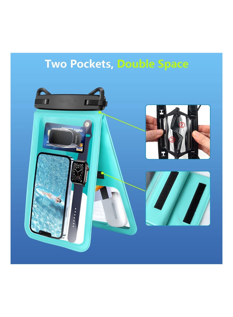 SYOSI Waterproof Phone Pouch, Large Floating Waterproof Phone Pouch, 2 Pack Double Space Waterproof Phone Case, Waterproof Phone Case, Underwater Dry Bag, Fit for iPhone and Galaxy, for Vacation Swimming  - Image 3
