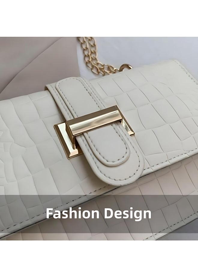 Women's Crocodile Pattern Shoulder Bag, Ladies PU Leather Crossbody Bag Sling Bag Side Bag Small Square Bag, Chain Shoulder Strap Carrying Bag Satchel Bag Phone Bag for Girls/College Students - Image 5