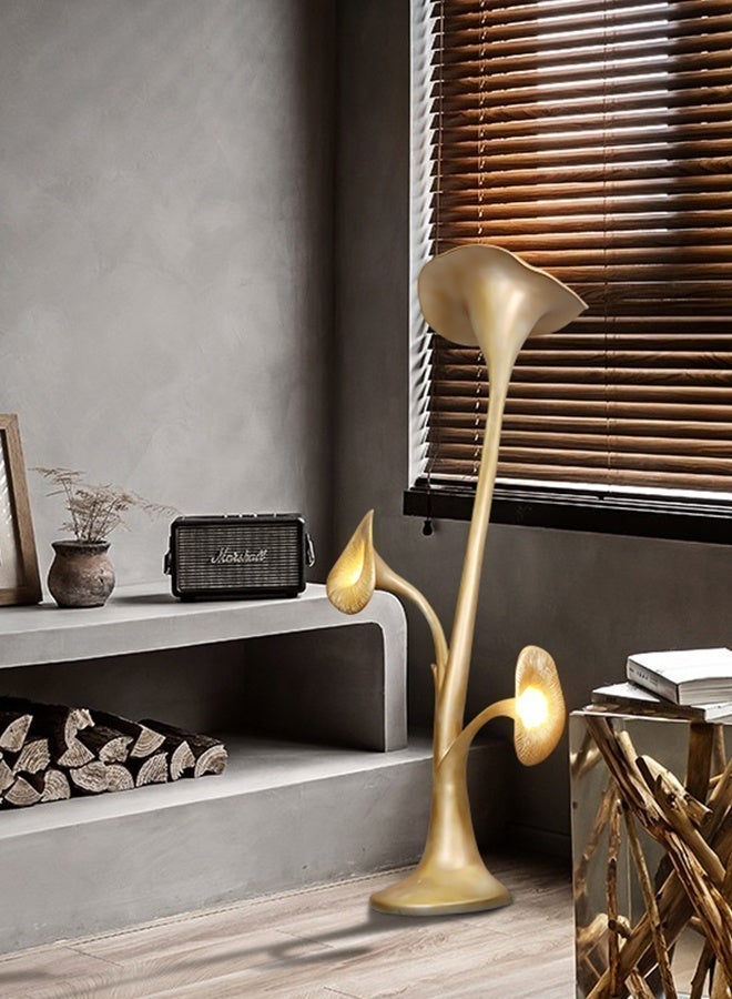 Floor Lamp Luxury Gold Floral Art Design Floor Lamp - Petunia Style Home Decor Lighting for Living Room Decor and Bedroom Ambiance | Elegant Floor Lamp/Floor Lamp Art Gold Petal Design Floor Lamp - Metal Base - Image 2