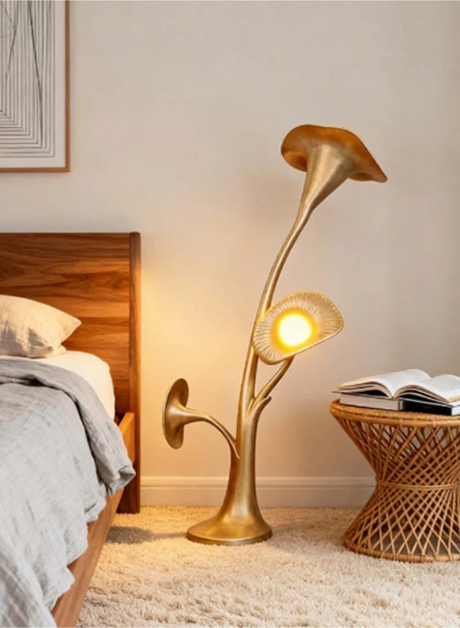 Floor Lamp Luxury Gold Floral Art Design Floor Lamp - Petunia Style Home Decor Lighting for Living Room Decor and Bedroom Ambiance | Elegant Floor Lamp/Floor Lamp Art Gold Petal Design Floor Lamp - Metal Base - Image 1