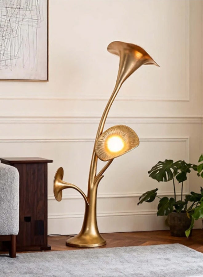Floor Lamp Luxury Gold Floral Art Design Floor Lamp - Petunia Style Home Decor Lighting for Living Room Decor and Bedroom Ambiance | Elegant Floor Lamp/Floor Lamp Art Gold Petal Design Floor Lamp - Metal Base - Image 4