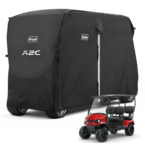 A2C Golf Cart Cover, 600D Heavy Duty Waterproof 4 Passenger Cart Cover,UV Resistant & Windproof Covers, Compatible with EZGO, Club Car, Yamaha - Image 1