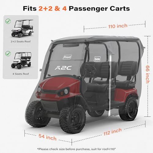 A2C Golf Cart Cover, 600D Heavy Duty Waterproof 4 Passenger Cart Cover,UV Resistant & Windproof Covers, Compatible with EZGO, Club Car, Yamaha - Image 5