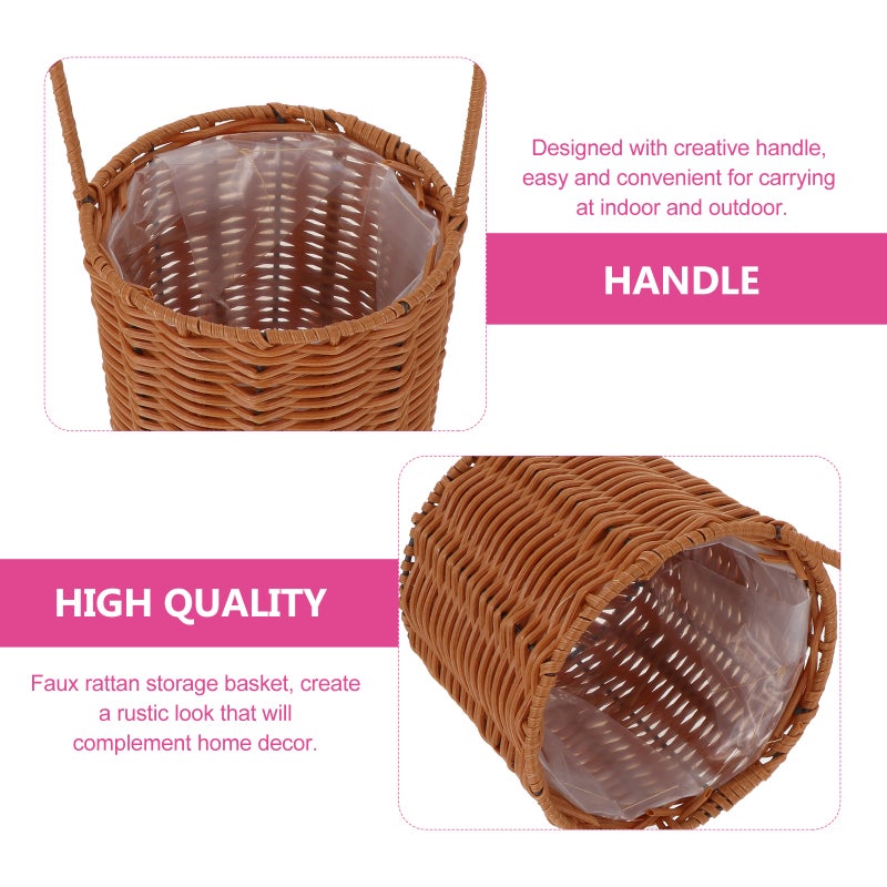1pc Hand-Held Flower Basket Woven Storage Basket Flower Arrangement Basket - Image 4