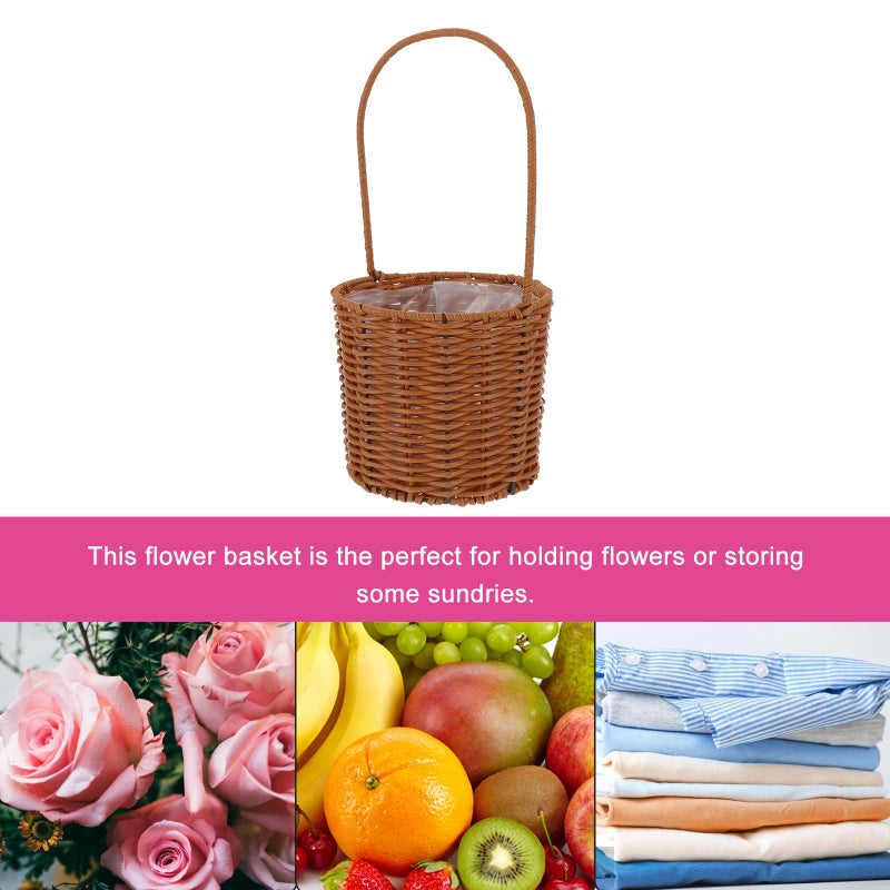 1pc Hand-Held Flower Basket Woven Storage Basket Flower Arrangement Basket - Image 1