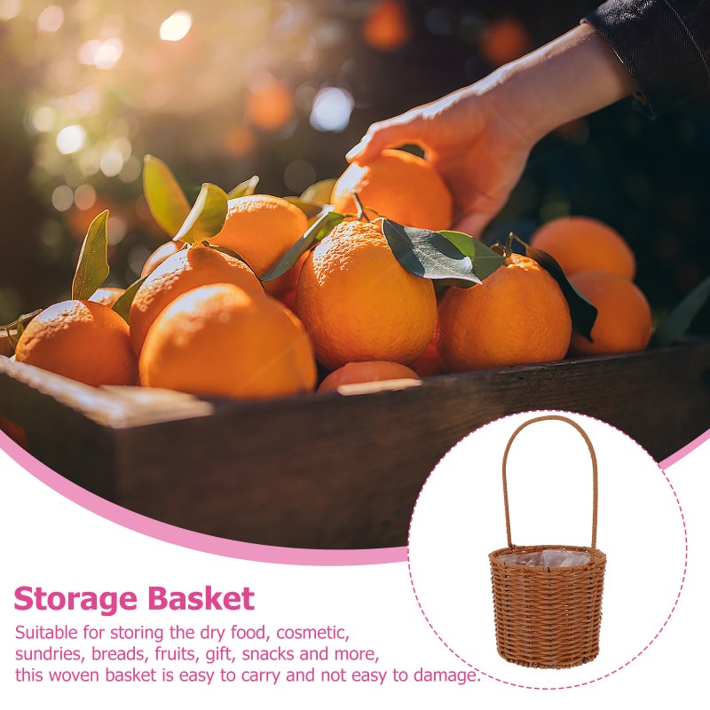 1pc Hand-Held Flower Basket Woven Storage Basket Flower Arrangement Basket - Image 2