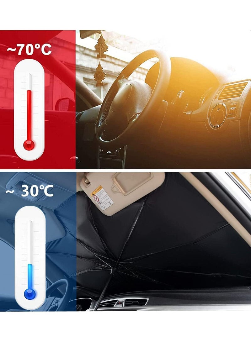 Car Windshield Sun Shade Umbrella - Foldable Car Umbrella Sunshade Cover UV Block Car Front Window (Heat Insulation Protection) for Auto Windshield Covers Trucks Cars (Large) - Image 3
