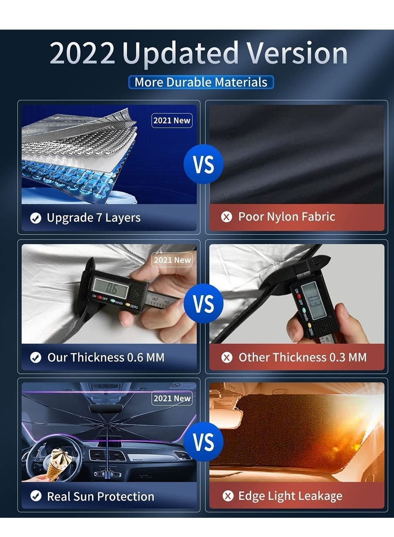 Car Windshield Sun Shade Umbrella - Foldable Car Umbrella Sunshade Cover UV Block Car Front Window (Heat Insulation Protection) for Auto Windshield Covers Trucks Cars (Large) - Image 4