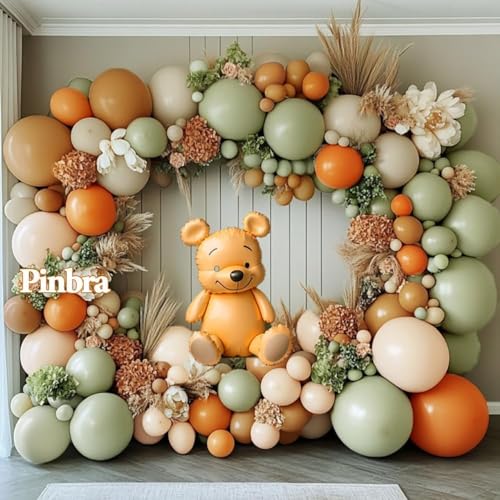 Pinbra Dusty Green Orange Balloon Garland Double Stuffed Blush Brown Nude Balloon Arch Avocado Green White Sand Balloons for Neutral Baby Shower Bridal Shower Gender Reveal Birthday Fall Party Decorations - Image 2