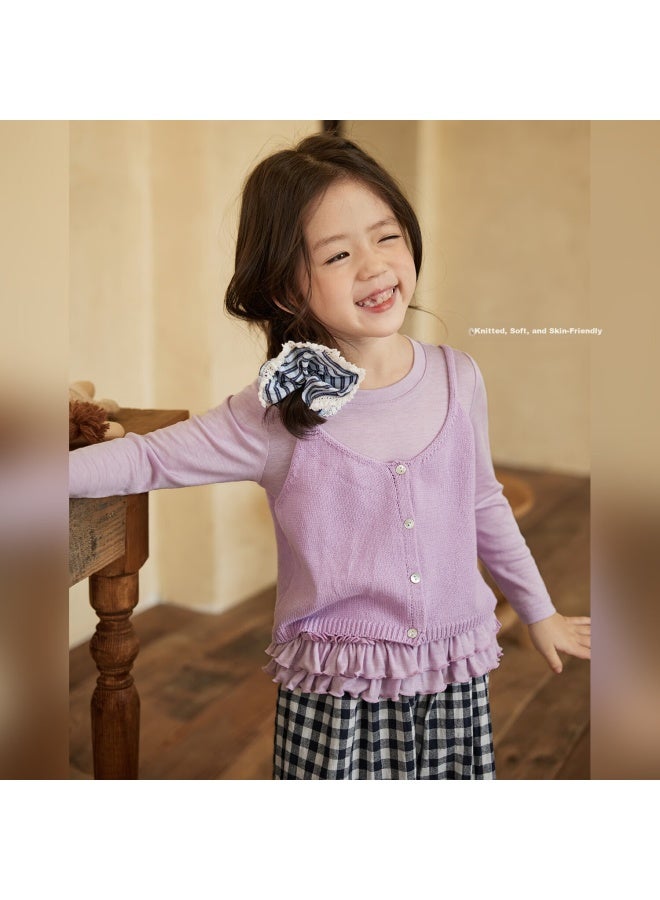 Luson Xiao O Bao Okids Baby Knitted Vest Girls Autumn New Fashionable Versatile Sleeveless Top - Image 1