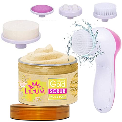 Lilium Gold Face & Body Scrub & Multifunction 5in1 Massager (250g) - Image 1