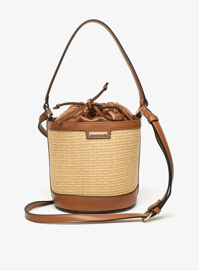 Celeste Women Textured Bucket Bag with Drawstring Closure and Adjustable Strap