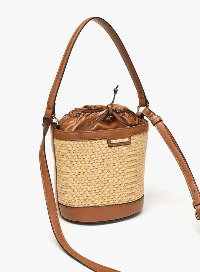 Celeste Women Textured Bucket Bag with Drawstring Closure and Adjustable Strap