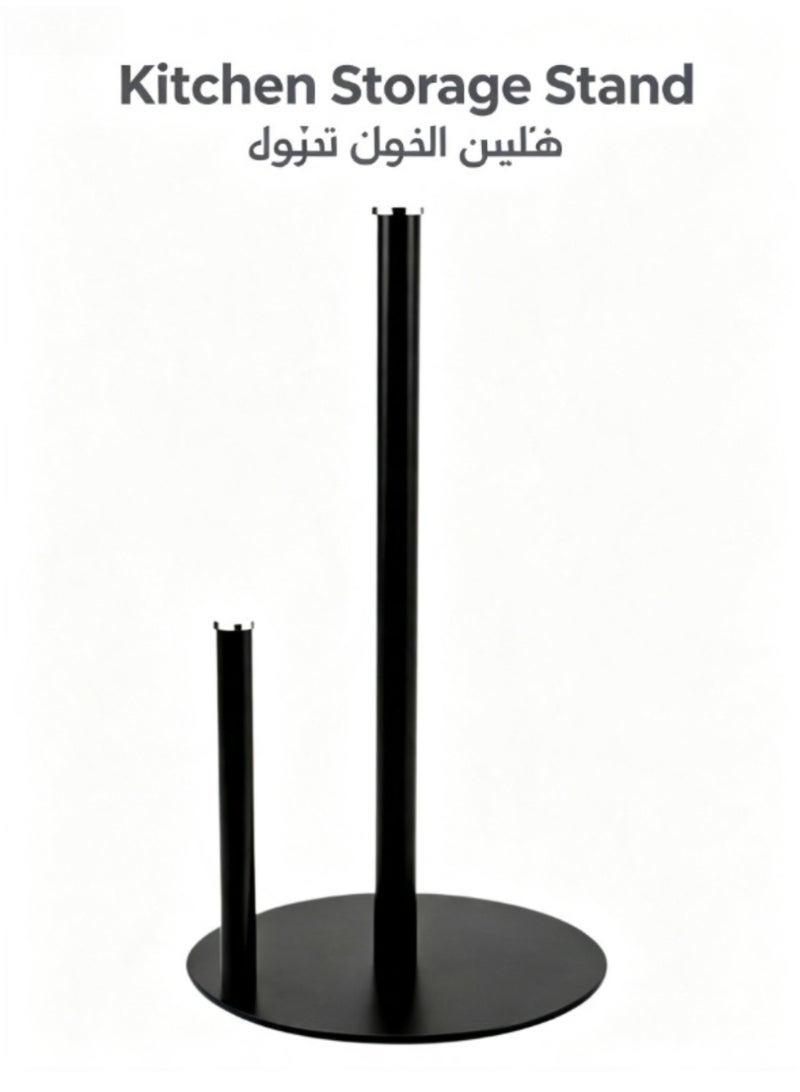 jaexest حامل مناشف ورقية من الستانلس ستيل الأسود – قاعدة مثقلة لحامل المناشف على سطح المطبخ مع وسادة مانعة للانزلاق، موزع تمزيق بيد واحدة للمناشف القياسية والكبيرة – إكسسوار منزلي عصري للمطبخ، الحمام وغرفة الغسيل - Image 1
