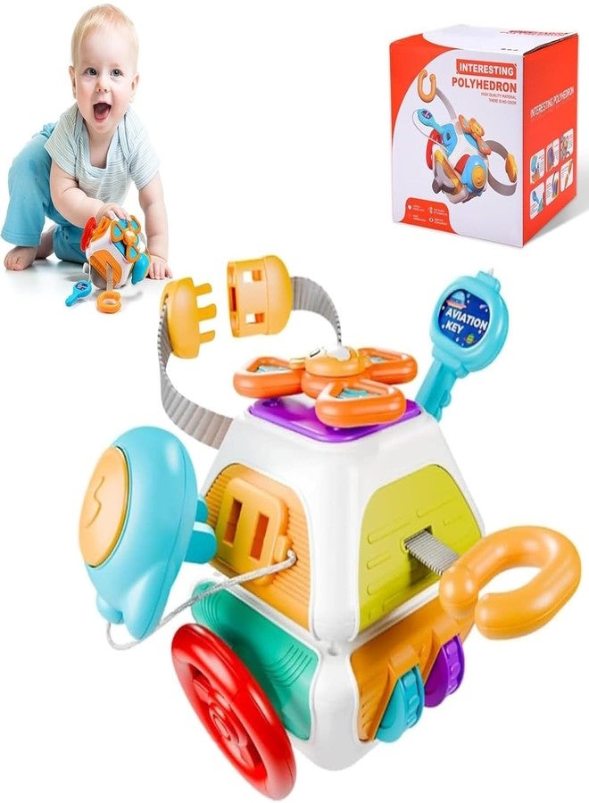 Brand Conquer Baby Busy Cube Board Montessori Sensory Toy Toddler 1-3 Infant Carseat Plane Travel Kids Educational Activity Cube Toy for Babies Birthday Gift 6 7 9 Month Old Boy Girl (6 in 1 Cube) - Image 1
