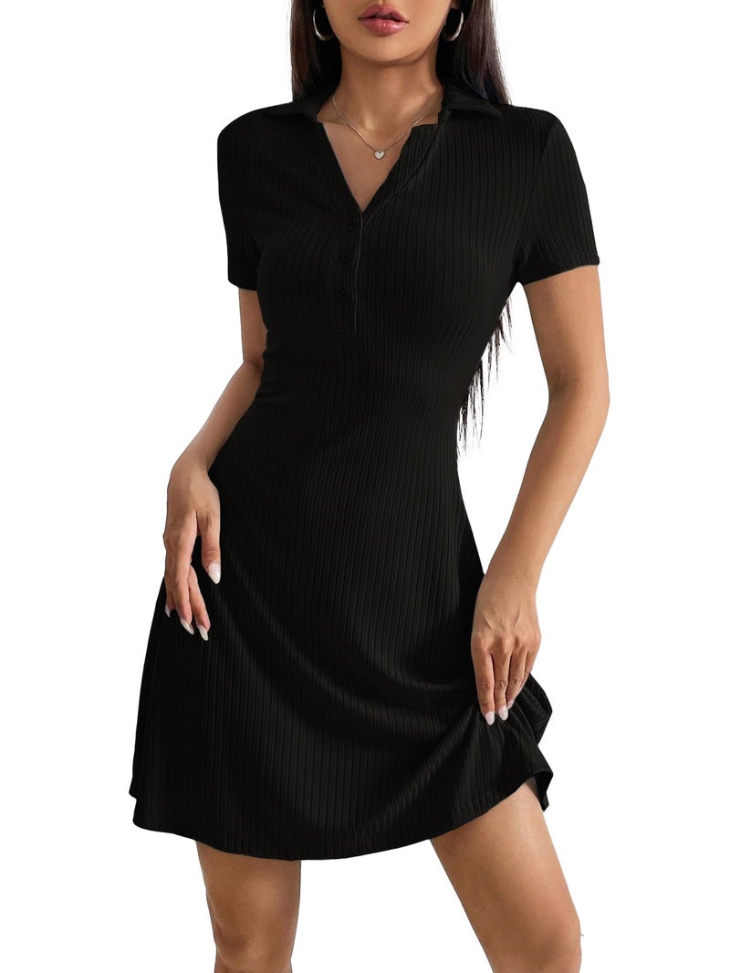 TOPLOT Women's Western Dresses | Knee Length Dress | Stylish Design Fit | One Piece Bodycone | Trendy Look Styling | Easy Movement | Perfect for Casual, Outings (5237_L_Black) - Image 5