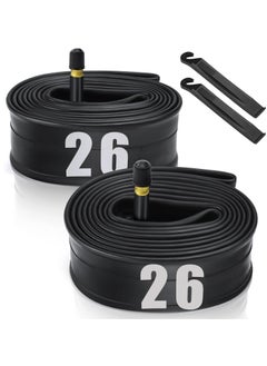 2 Pcs 26" Bicycle Tubes, 26x1.75-2.125 Inches Bicycle Tube with 2 Tire Levers Butyl Rubber Bike Inner Tube with 32mm Schrader Valve for Road/MTB/Kids Bike