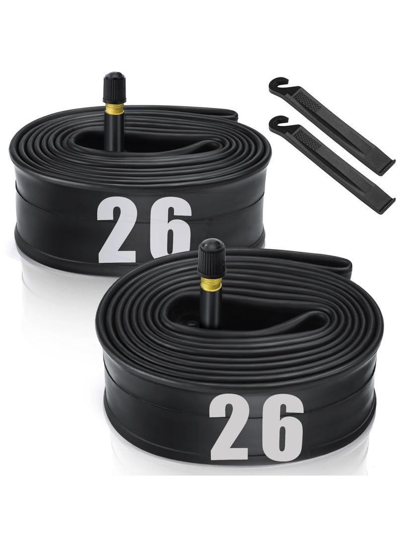 CMGTYYD - 2 Pcs 26" Bicycle Tubes, 26x1.75-2.125 Inches Bicycle Tube with 2 Tire Levers Butyl Rubber Bike Inner Tube with 32mm Schrader Valve for Road/MTB/Kids Bike - Image 1