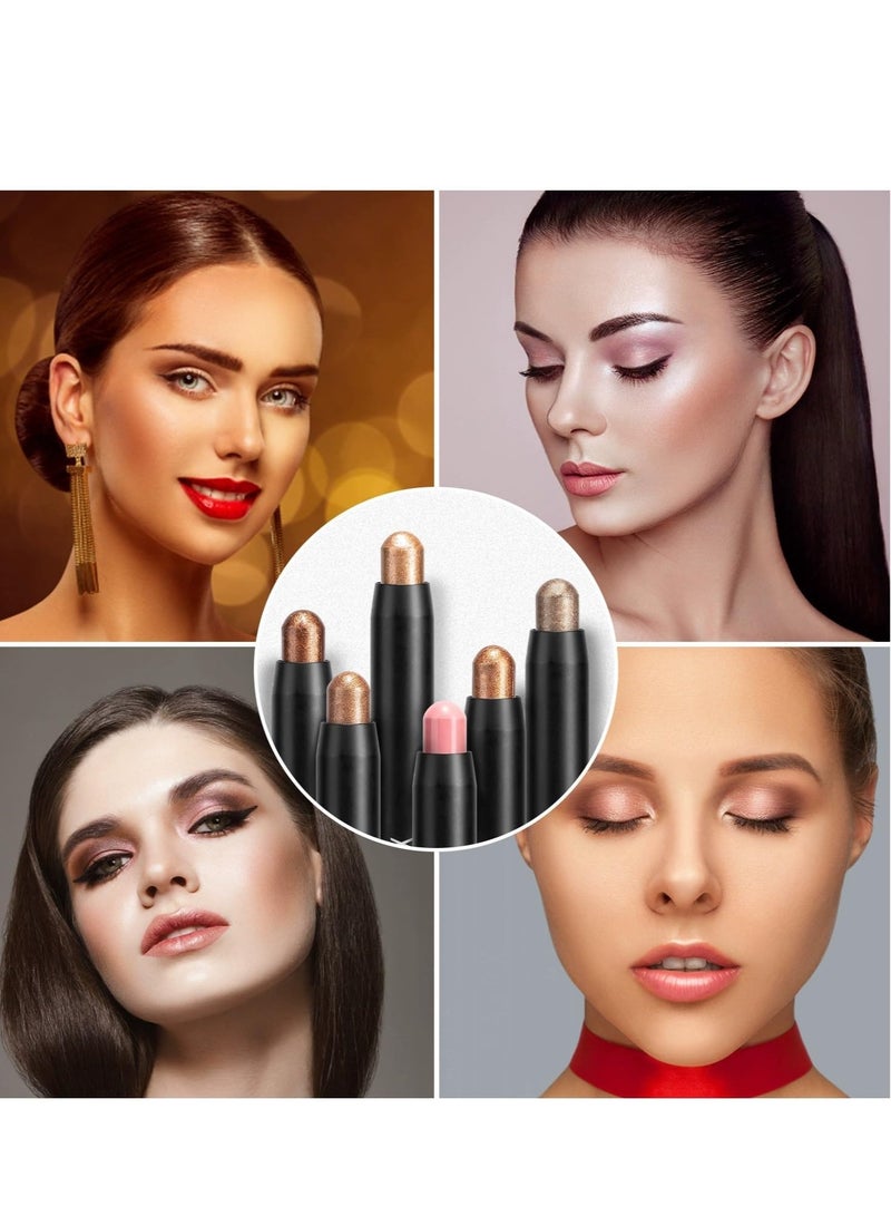 Mabox 6PCS Neutral Eyeshadow Stick Set - Metallic Shimmer & Matte Cream Eye Shadow, Multi-Use Eyeliner & Brightener Pencil Crayon, Classic Eye Makeup Kit - Image 5
