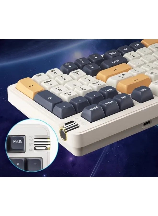 آيجو لوحة مفاتيح AG98 ثلاثية الأوضاع للألعاب الميكانيكية RGB، تدعم بلوتوث/لاسلكي/سلكي، مزودة بمفاتيح صفراء هادئة قابلة للتبديل السريع، وهيكل مانع للتسرب، وبطارية قابلة للشحن بسعة 4000 مللي أمبير، و98 مفتاحًا إنجليزيًا | أبيض و أخضر - Image 5