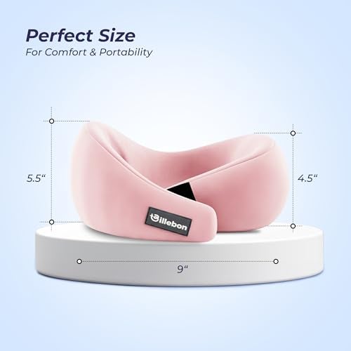 Billebon Gel Infused Memory Foam Neck Pillow, Travel Pillow with Adjustable Velcro Straps, Neck Pillow for Travelling & Flight Travel, Ergonomic Support for Comfort & Pain Relief(Pink Combo) - Image 5