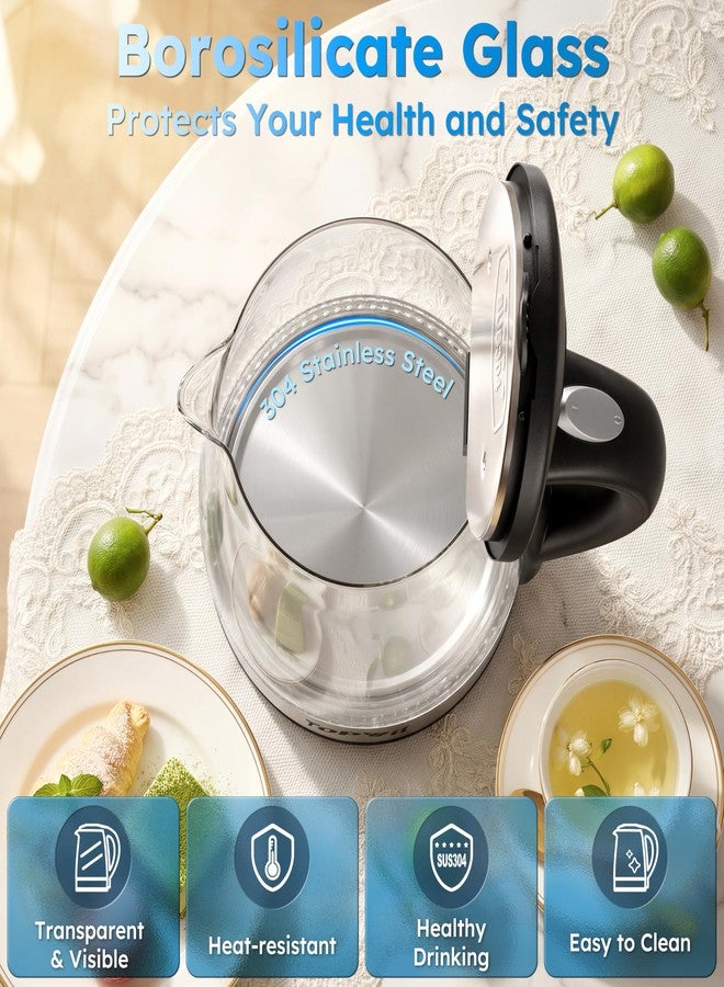 TOPWIT Electric Kettle Glass Hot Water Kettle, 2.0L Water Warmer, BPA-Free Stainless Steel Lid & Bottom, Tea Kettle with Fast Heating, Auto Shut-Off & Boil Dry Protection - Image 2