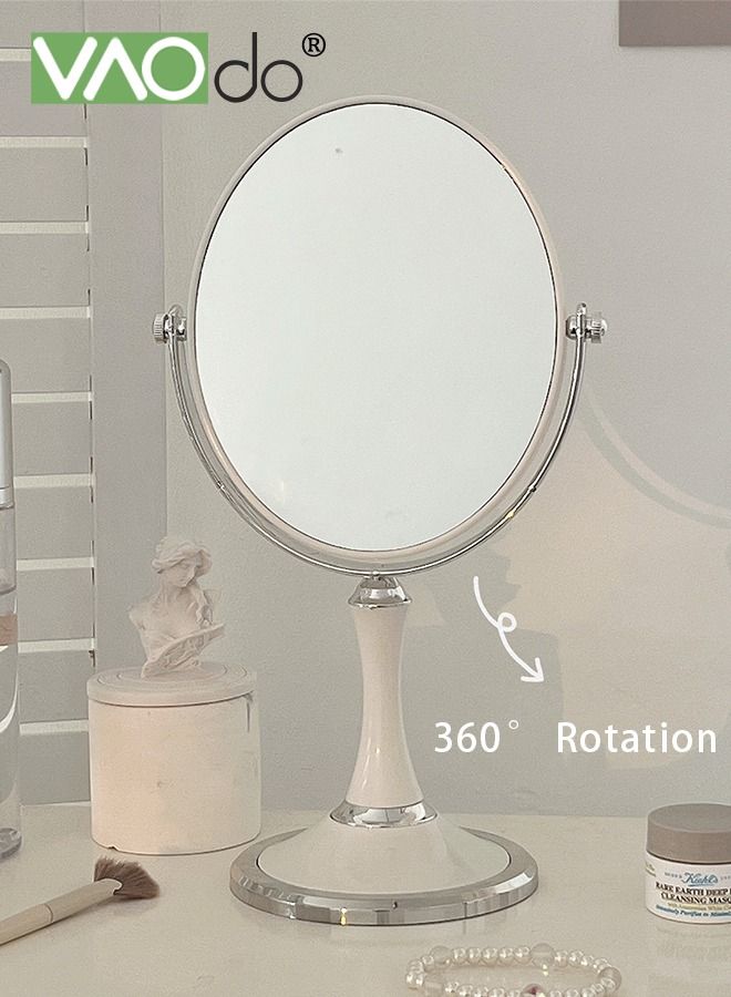 VAOdo Double-Sided Makeup Mirror 3 Times Magnification On One Side 360° Rotation Detachable Base Hand-Held Desktop Mirror With Bracket Bathroom Shaving Mirror - Image 5