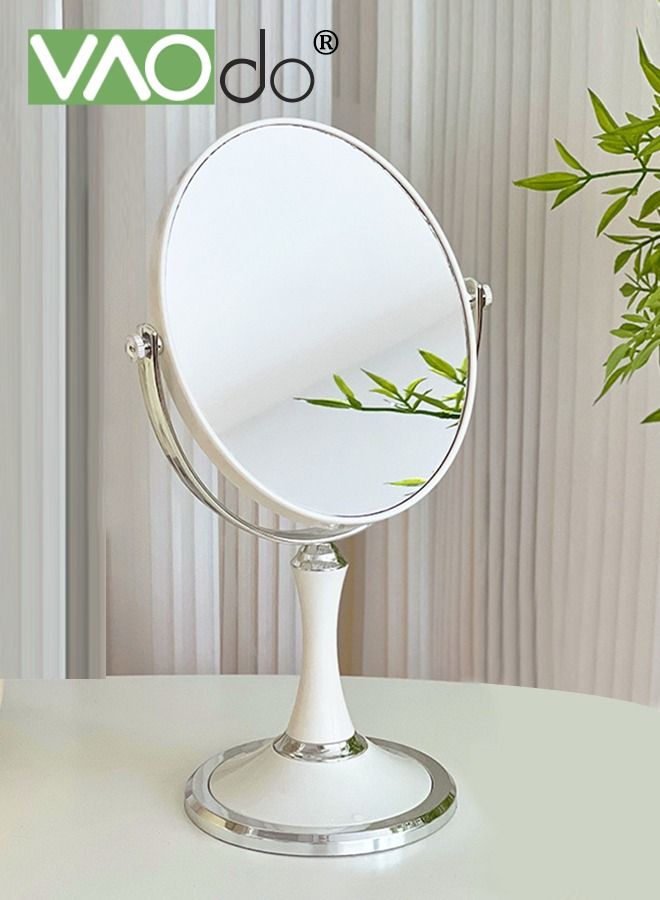 VAOdo Double-Sided Makeup Mirror 3 Times Magnification On One Side 360° Rotation Detachable Base Hand-Held Desktop Mirror With Bracket Bathroom Shaving Mirror - Image 1