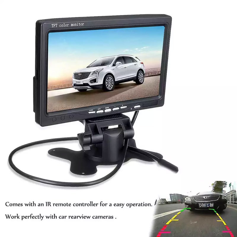 شاشة مراقبة سيارة TFT بدقة HD 1024*600 وبقطر 7 بوصة - جسم محمول أنيق قابل للطي بجهاز تحكم عن بعد لمراقبة أمان السيارة - Image 4