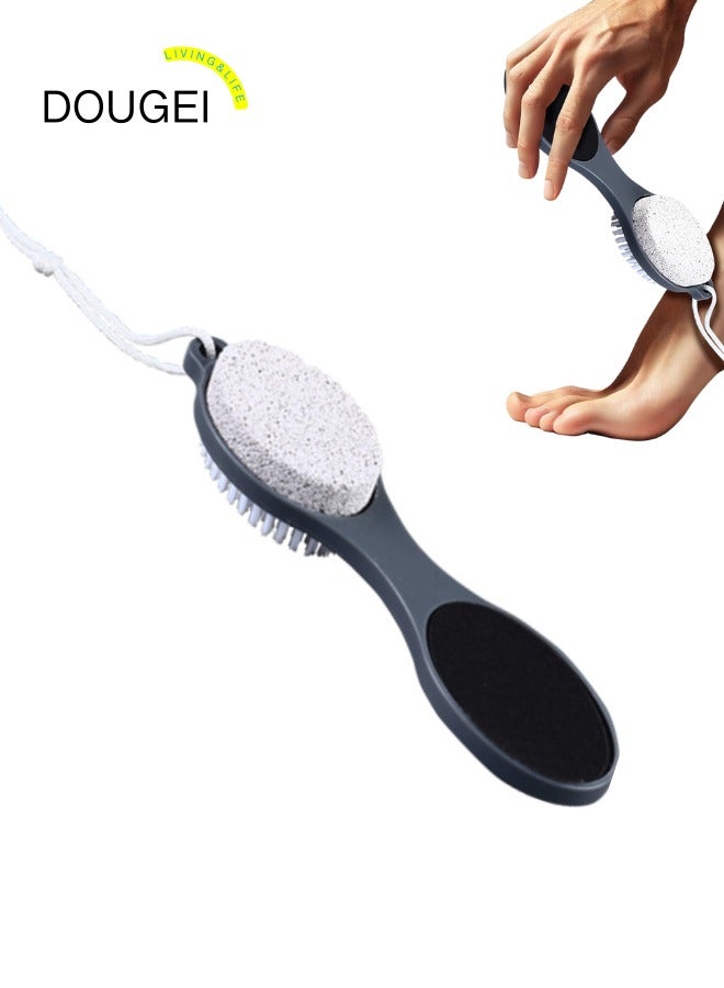DOUGEI Foot File Callus Remover- 4 in 1 Foot Scrubber Dead Skin Remover for Feet,Pumice Stone, Foot Rasp and Sand Paper for Home Foot Care,Foot Brush for Shower - Image 1