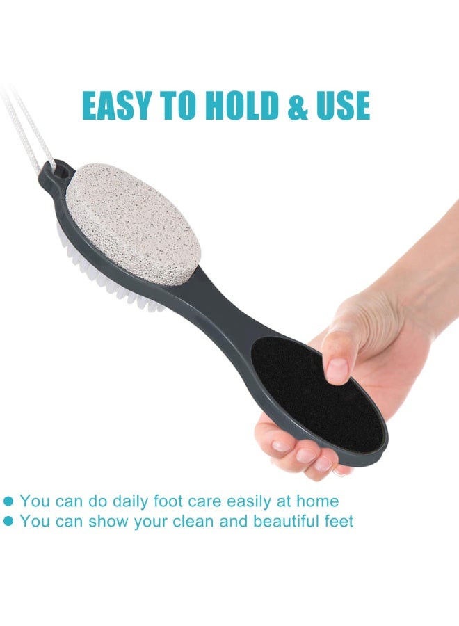DOUGEI Foot File Callus Remover- 4 in 1 Foot Scrubber Dead Skin Remover for Feet,Pumice Stone, Foot Rasp and Sand Paper for Home Foot Care,Foot Brush for Shower - Image 2